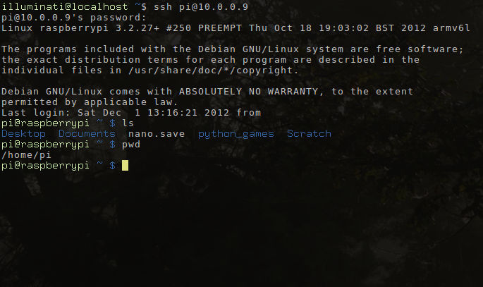 Raspberry Pi SSH Session